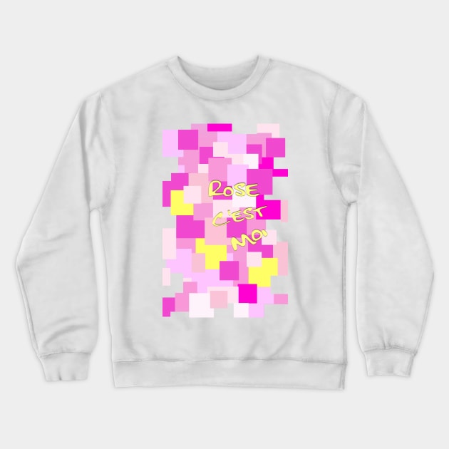 Pink is Me, french pink fabric pattern Crewneck Sweatshirt by JonDelorme